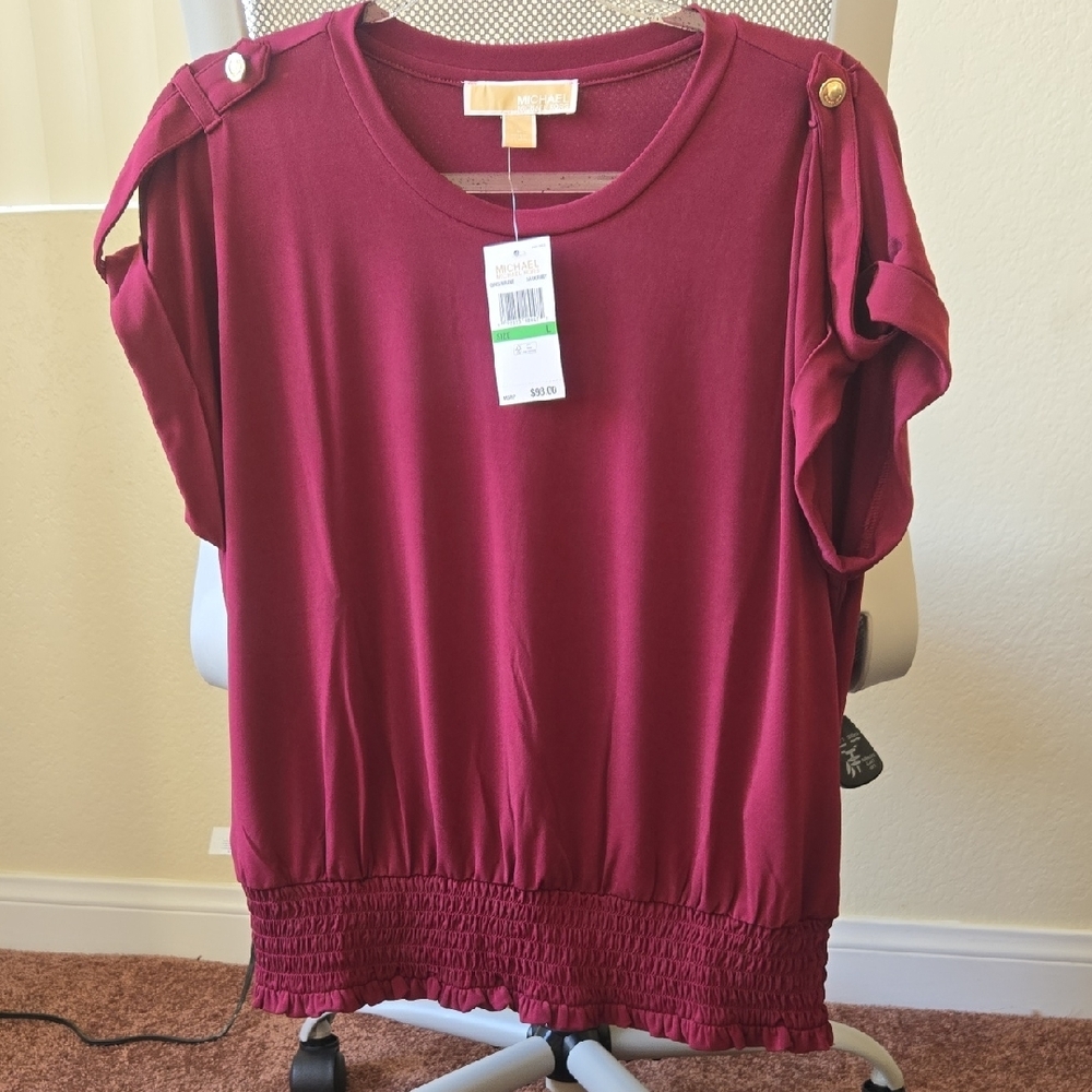 Michael Kors Red Relaxed Dolman Sleeve Blouse